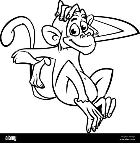 Cute cartoon monkey chimpanzee. Vector illustration of a monkey ...