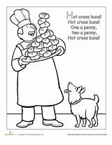 Hot Cross Buns Coloring Page sketch template