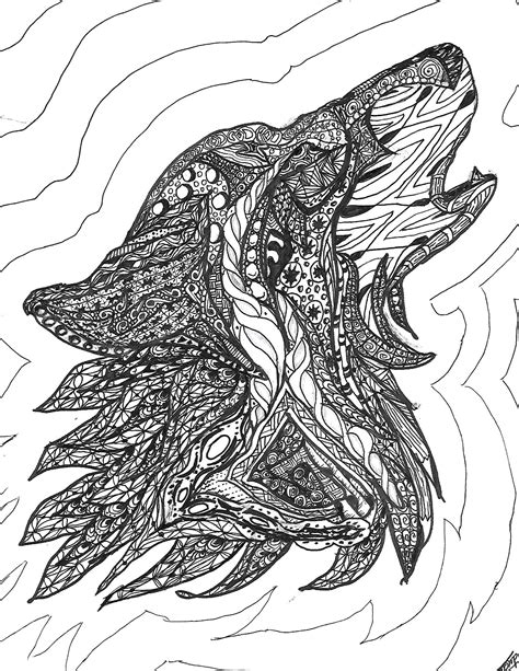 Wolf Zentangle Art Animals - Hueso Wallpaper