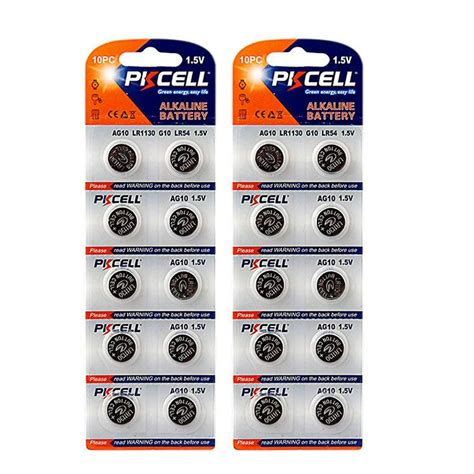 PKCELL AG10 LR1130 SR1130 LR54 189 389 GP89A Button Cell Watch Batteries 20 Pcs - Walmart.com ...