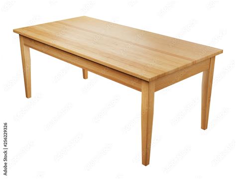 big, wooden table isolated on white background with clipping path included, 3D render Stock ...