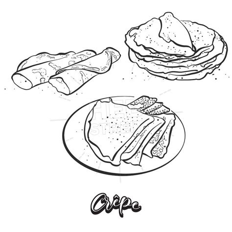 Hand drawn sketch of Crêpe bread – instant download | Pancake drawing ...
