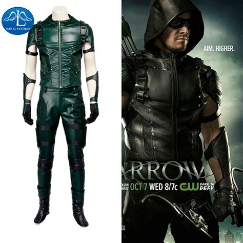 MANLUYUNXIAO Green Arrow Costume Halloween Cosplay Costume For Men Full ...