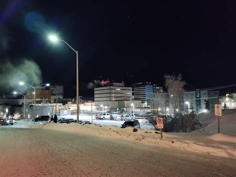 I don't have a drone so here's the skyline of Yellowknife from the ...