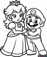 Princess Peach And Mario Coloring Page  Easy Drawing Guides sketch template