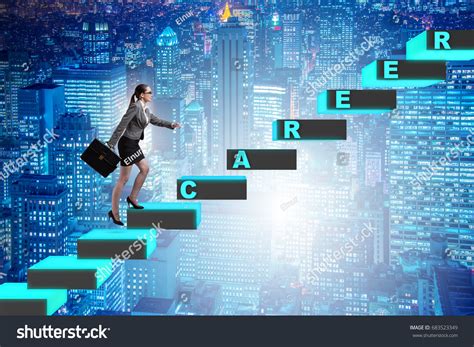 PowerPoint Template: climbing up corporate ladder businesswoman (npkmjkklu)