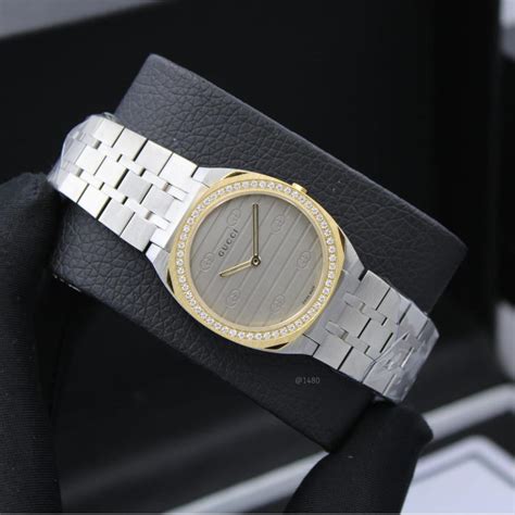 Gucci Watch Silver with Gold background Grey – ninety lady