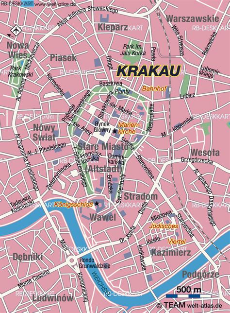 Map of Krakow (City in Poland) | Welt-Atlas.de