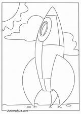 Simple Rocket Ship Coloring Page sketch template