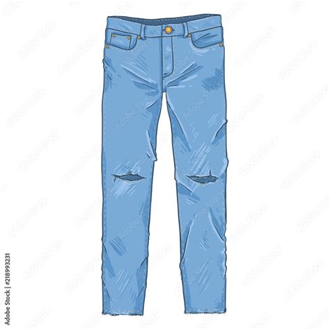 Vector Cartoon Illustration - Ripped Denim Jeans Pants Stock Vector | Adobe Stock