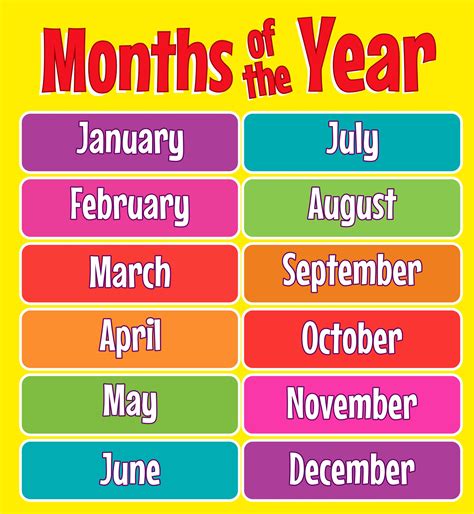 6 Best Images Of Printable Months Of The Year Chart Months Of Year ...