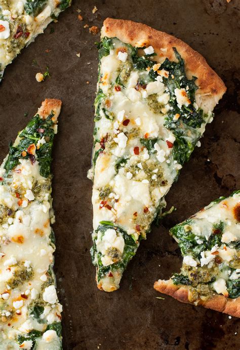 Three Cheese Pesto Spinach Flatbread Pizza