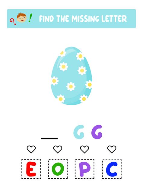 Find the missing letter. Easter eggs. educational sheet for children 39658038 Vector Art at Vecteezy