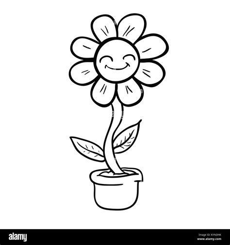 Flower Cartoon Black And White