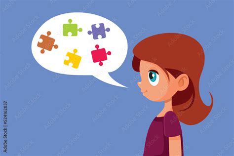 Little Girl Talking with Difficulty Vector Cartoon Illustration. Child ...