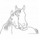Horse In Love Coloring Page For Kids  Free Printable sketch template