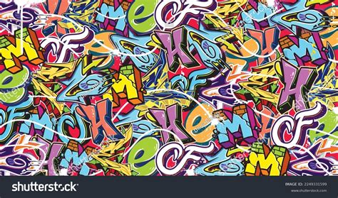 Colorful Graffiti Wall Art Background Street Stock Vector (Royalty Free ...