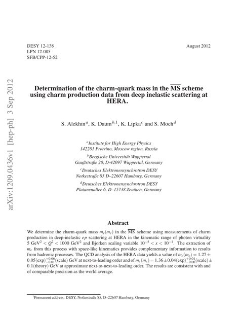 (PDF) Determination of the charm-quark mass in the MS- scheme using ...