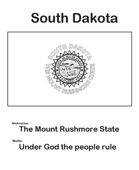 South Dakota State Flag Coloring Page #SouthDakota | South dakota state ...