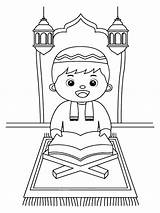 Cute Muslim Reading The Quran Coloring Page  Free Printable sketch template