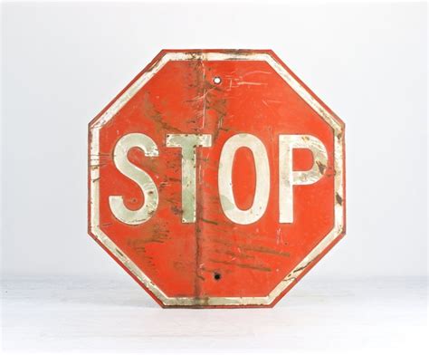 Vintage Metal Stop Sign, Embossed Metal Stop Sign, Old Stop Sign, Stop Sign, Red White Stop Sign ...