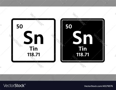 Tin symbol chemical element of the periodic table Vector Image