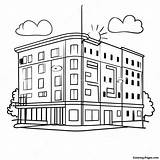Colorful Hospital Building Coloring Page  Pagescom sketch template