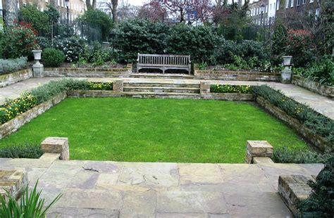 Sunken Garden with Reclaimed Yorkstone and Lawn - Simon Scott Landscaping