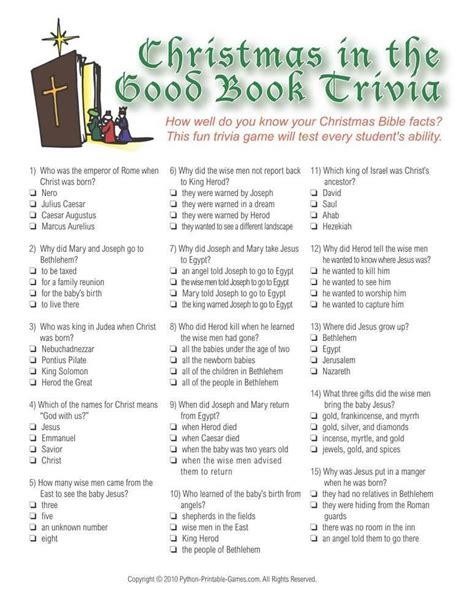 Christmas: Christmas Bible Trivia Game, $6.95 | Christmas Printable Games | Pinterest | Trivia ...