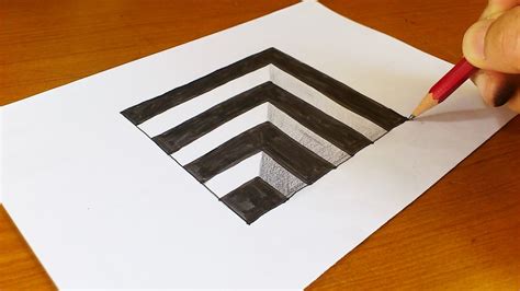 Very Easy!! How To Draw 3D Hole - Anamorphic Illusion - 3D Trick Art on ...