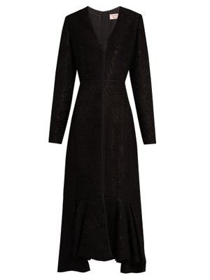 V-neck wool-blend moiré dress | Lanvin | MATCHESFASHION.COM US