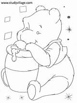 Winnie The Pooh With Honey Coloring Pages  Team sketch template