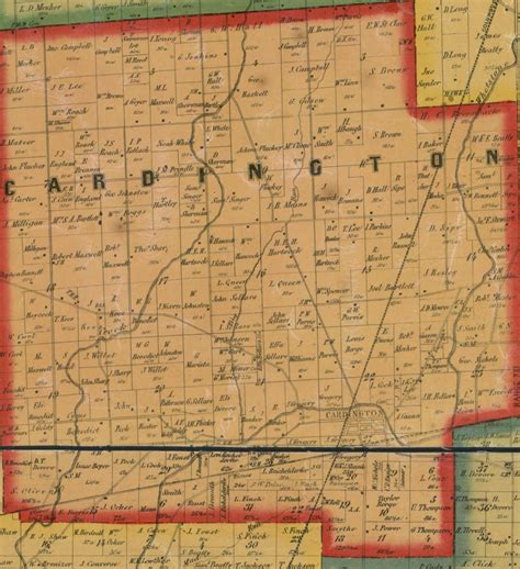 Morrow County Ohio 1857 Old Wall Map Reprint with Homeowner