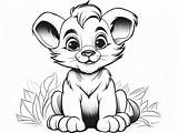 Friendly Lion Cub Coloring Page  sketch template