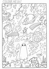 A Black And White drawing Of An Alien In space With Stars Planets  sketch template