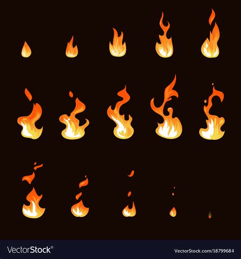 Cartoon fire flame sheet sprite animation Vector Image