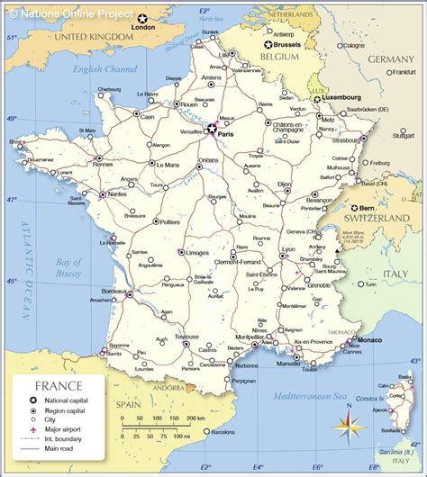 International airports in France map - France airports map ...