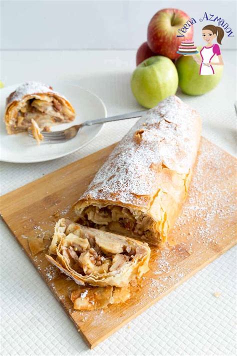 Easy Apple Strudel Recipe with Filo Pastry - Veena Azmanov