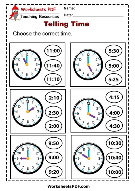 Tell The Time Printable Worksheets - Telling Time Worksheets