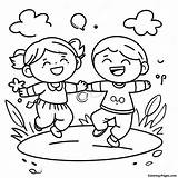 Happy Kids Playing Coloring Page  Pagescom sketch template