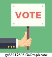 280 Hand Holds Vote Sign Board Vector Clip Art | Royalty Free - GoGraph