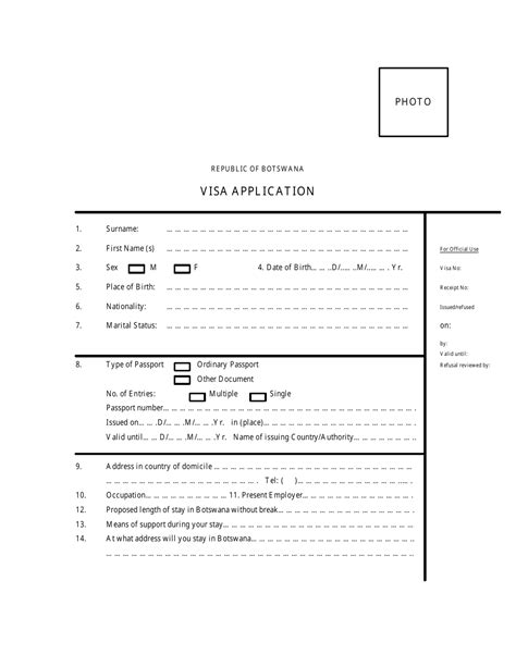 Botswana Visa Application Form - Fill Out, Sign Online and Download PDF | Templateroller