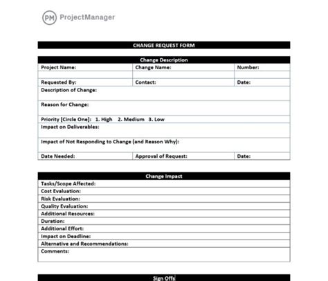 Change Request Form (Free Word Template) - ProjectManager