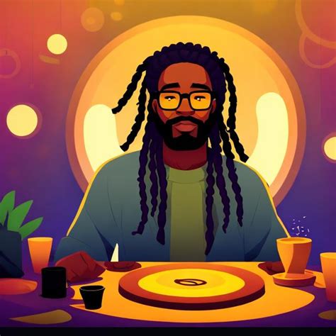 black man, with dreads, with round glasses, drawing... | OpenArt