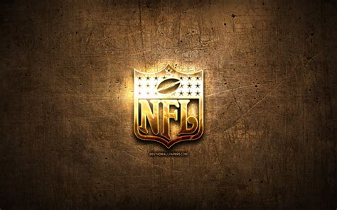 Download wallpapers NFL golden logo, football leagues, artwork, National Football League, brown ...