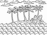 Tropical Island Coloring Page sketch template