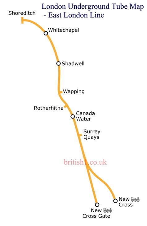 London Underground Tube Map - East London Line Map