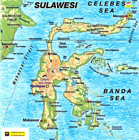 Carta Geografica Isola di Sulawesi