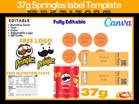 Pringles Can Label Template, Pringles Label Template, 1.3 Oz Can Template, PSD, PNG, Word Doc ...