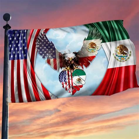 USA MEXICO FRIENDSHIP Flag Eagle Mexican American Flag House Flag ...